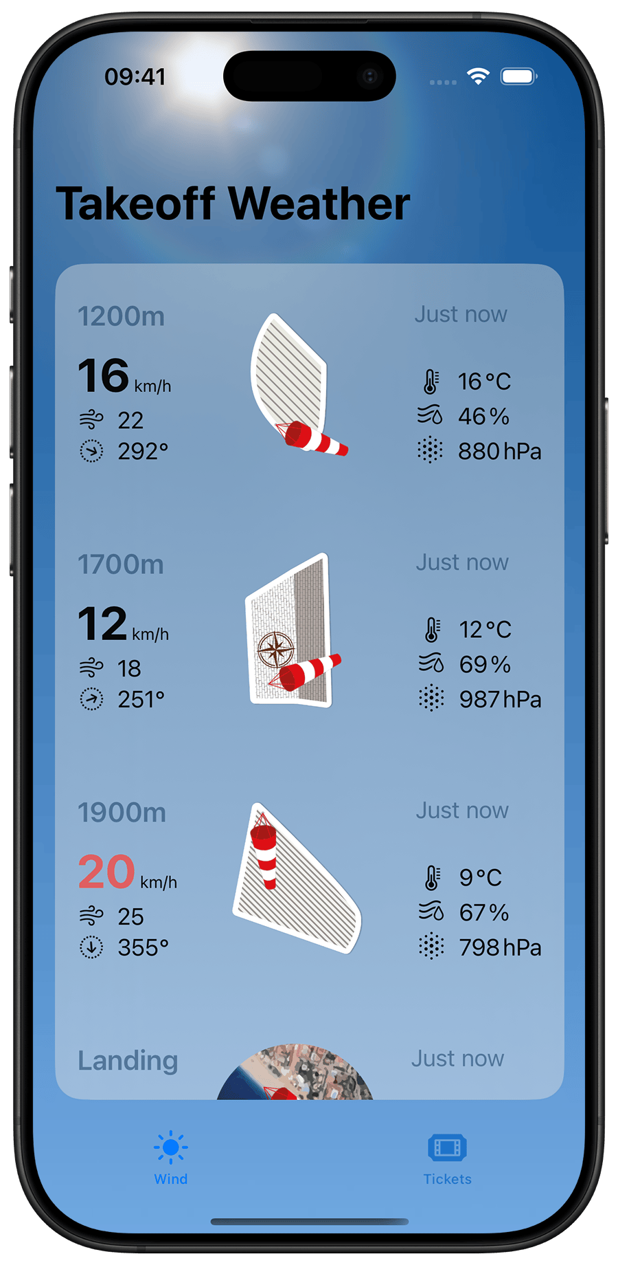 Acro Winds App on iPhone 16 Pro